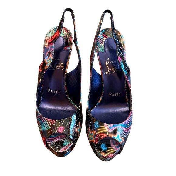 Christian Louboutin Hot Chick Sling Alta Pumps Starlight Neon EU 36.5 US 6.5 - Picture 6 of 15